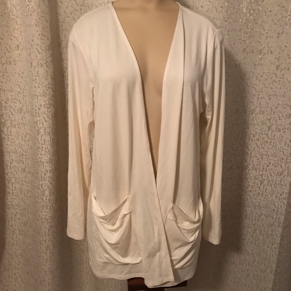 J. Jill Ivory Wearever Collection Open Jacket, MP